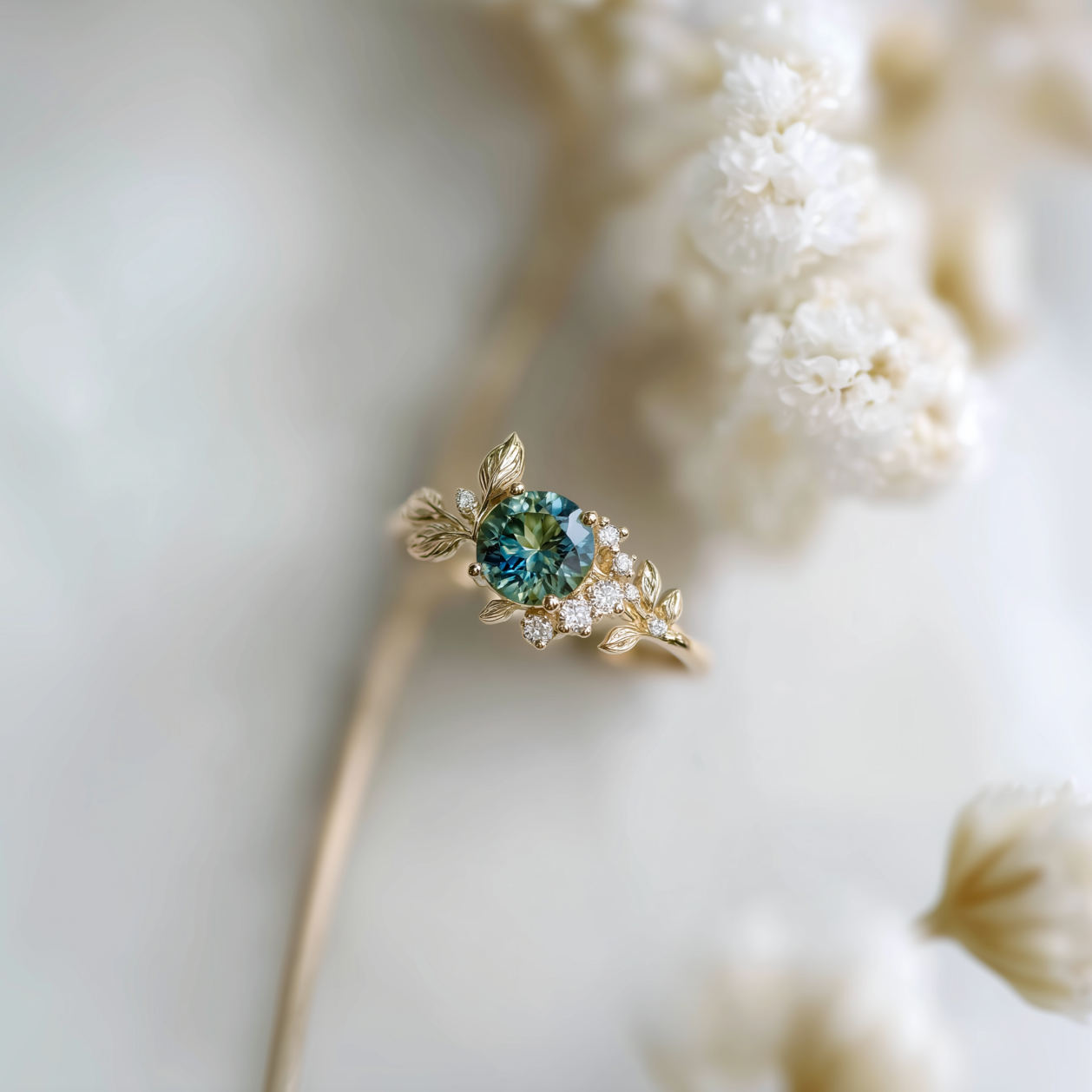 Blue Sapphire Engagement ring, Solid yellow gold Sapphire Wedding ring