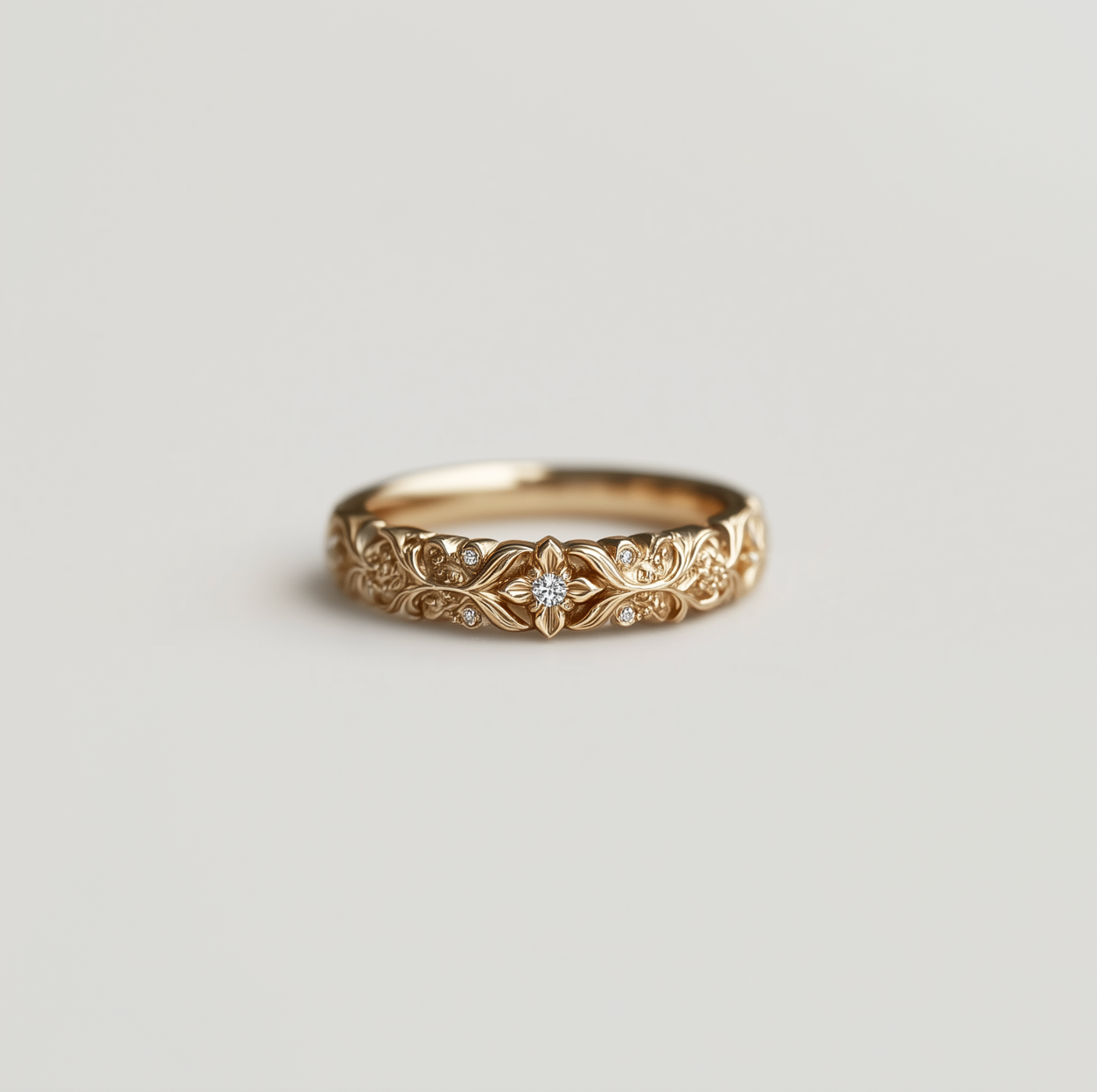 Floral Diamond Wedding Band, Diamond Wedding Ring, Wedding Band For men and women (Copy)
