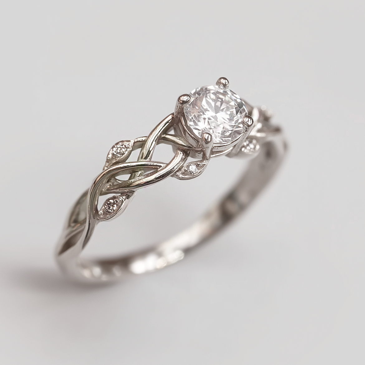Diamond Engagement Ring, 14k Gold Natural Diamond Engagement ring, Twisted Shank
