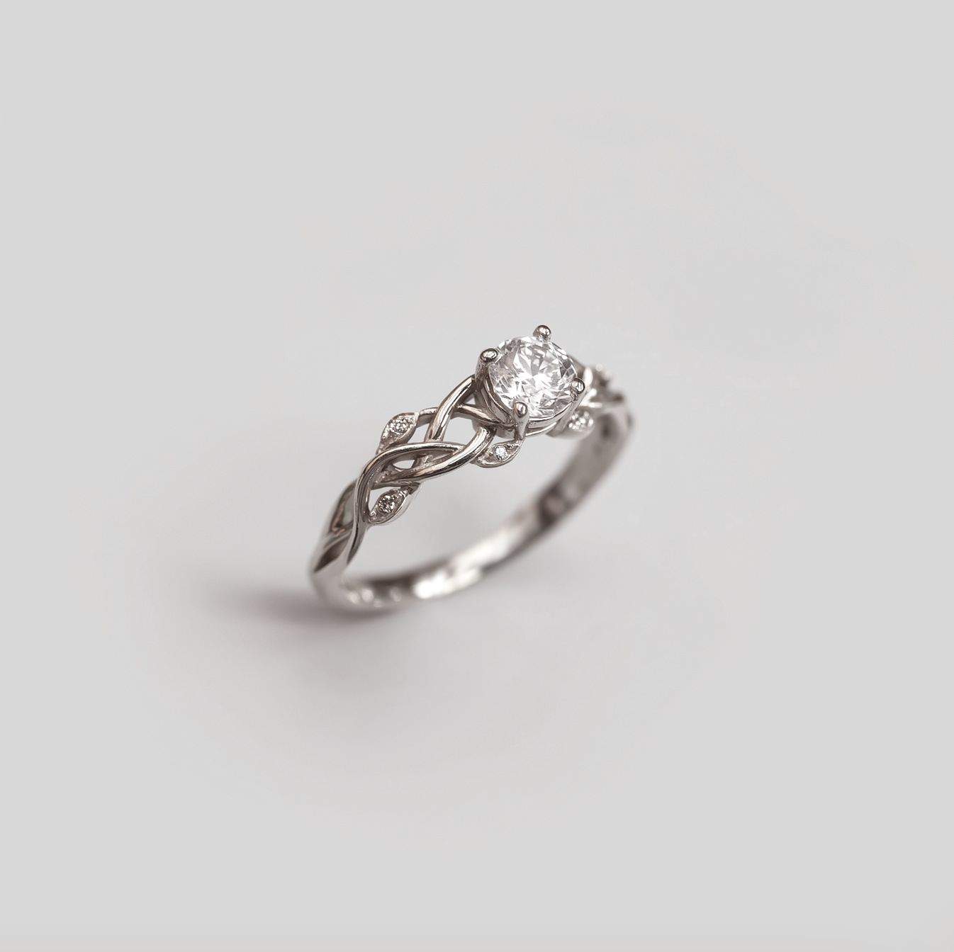 Diamond Engagement Ring, 14k Gold Natural Diamond Engagement ring, Twisted Shank