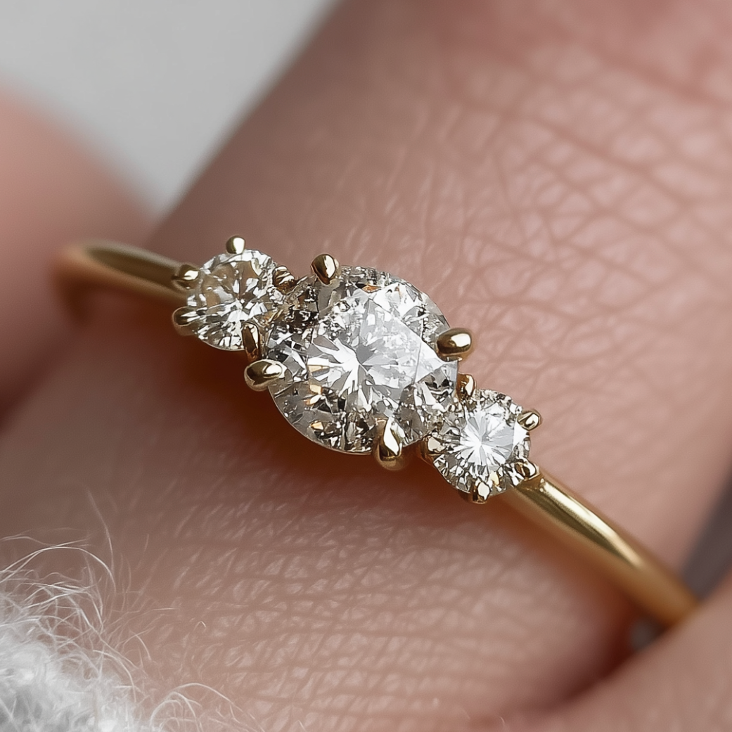 Simple Salt and Pepper Diamond Engagement Ring, Diamond Ring