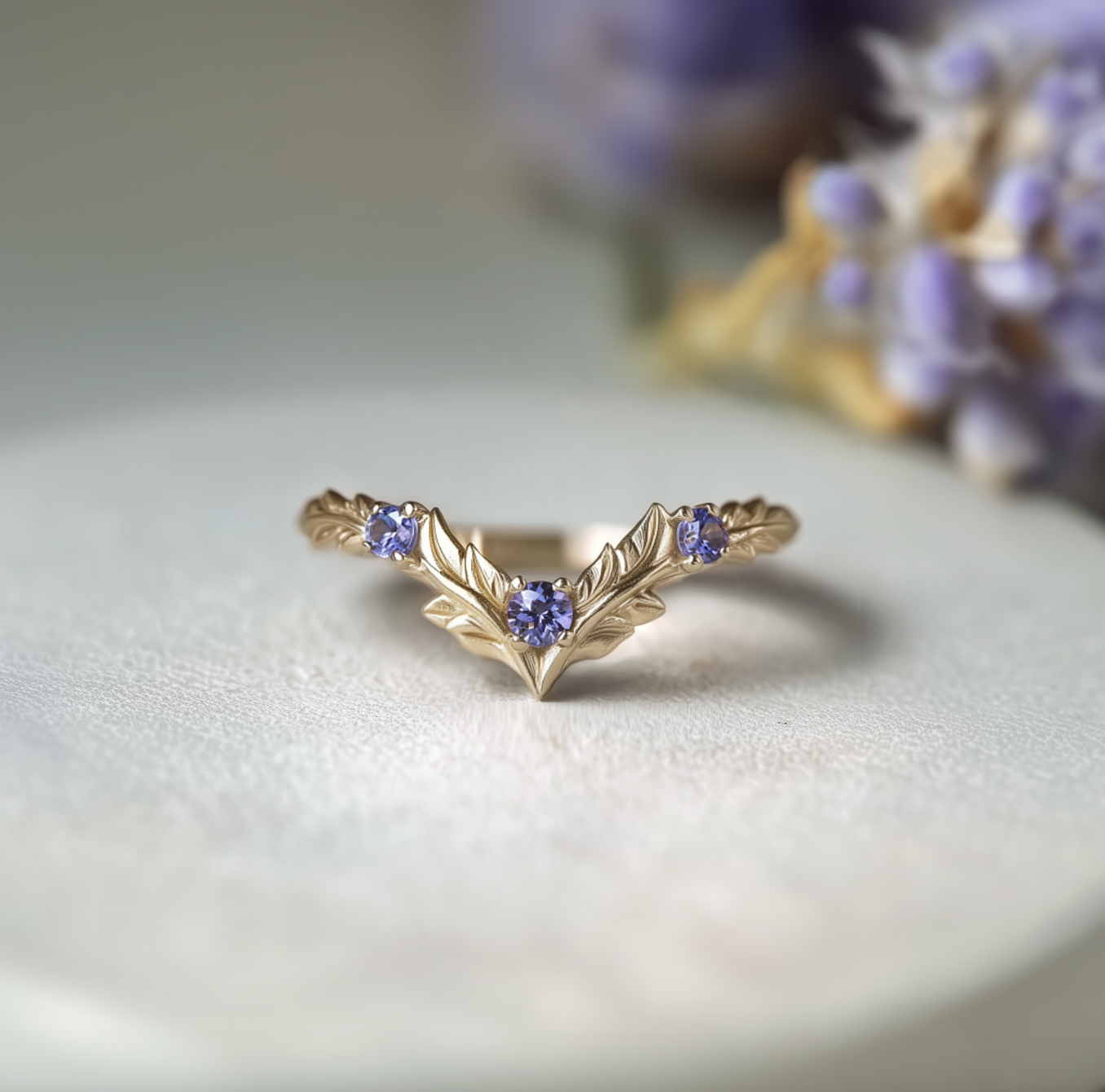 Maple Ring, Amethyst Wedding Ring, Amethyst Band, Natural Amethyst Stackable Ring