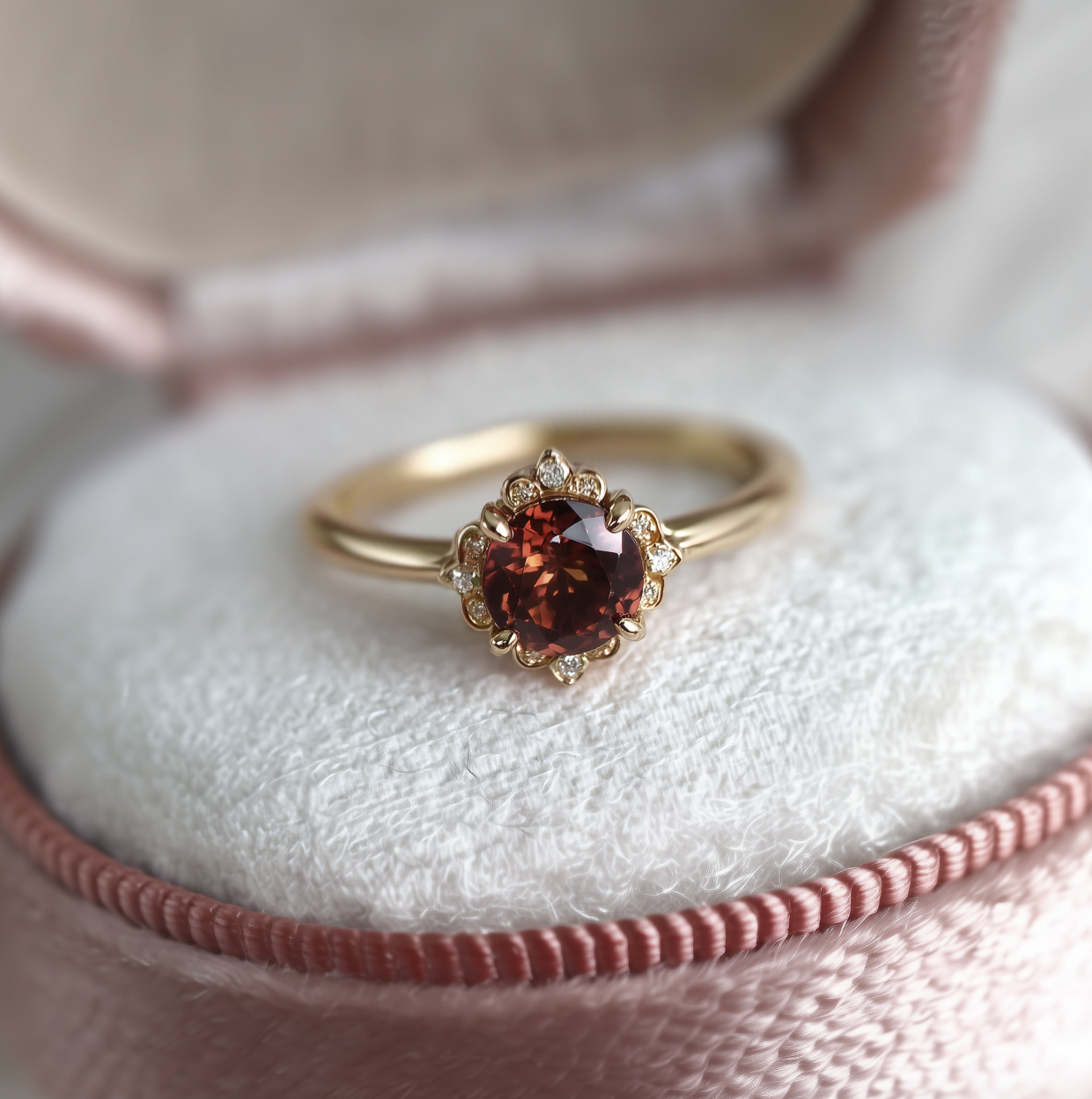 Calida 14k gold Garnet Ring, Simple Garnet engagement ring, Garnet Jewelry
