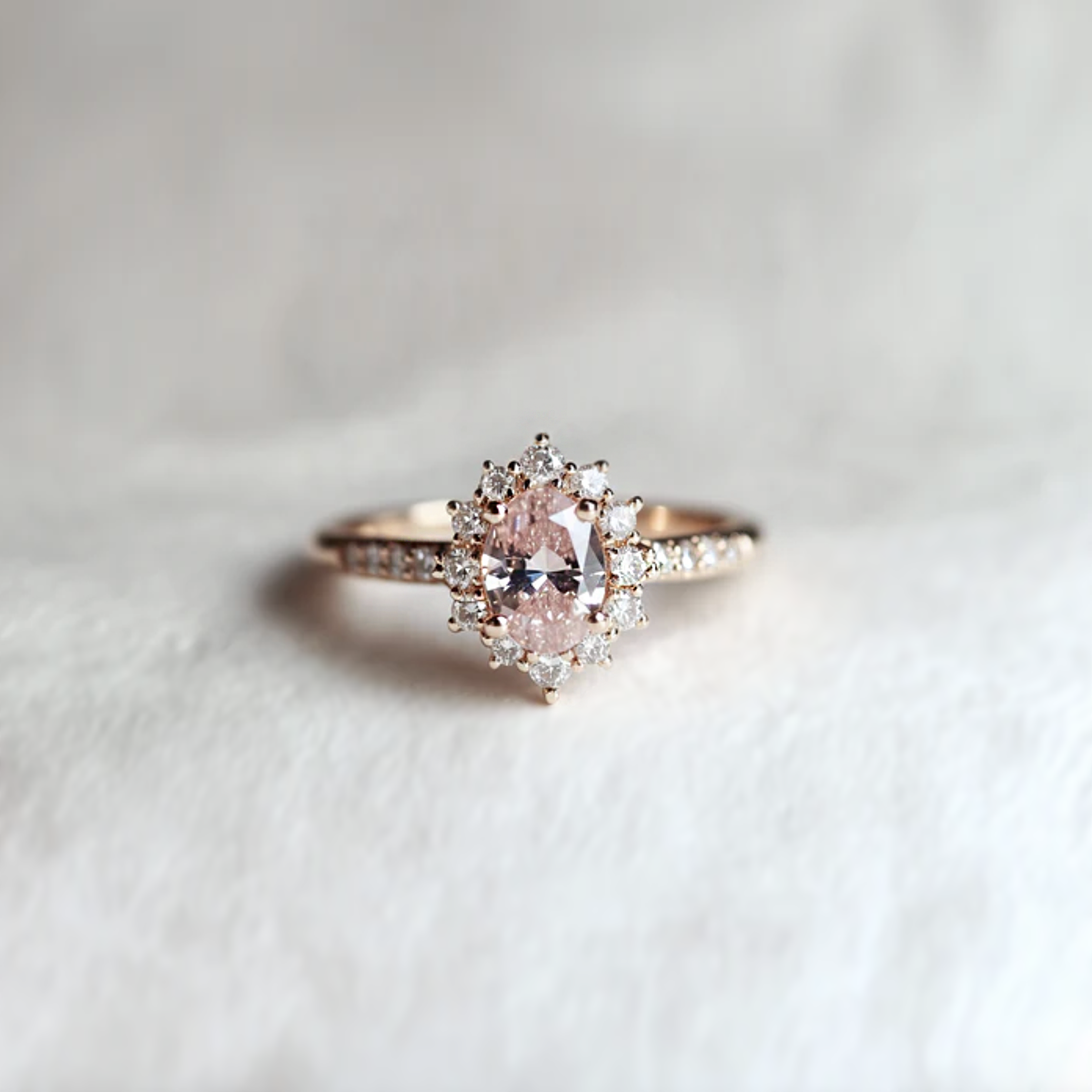 Cotton candy Rose quartz Ring, 14k Gold Engagement Ring