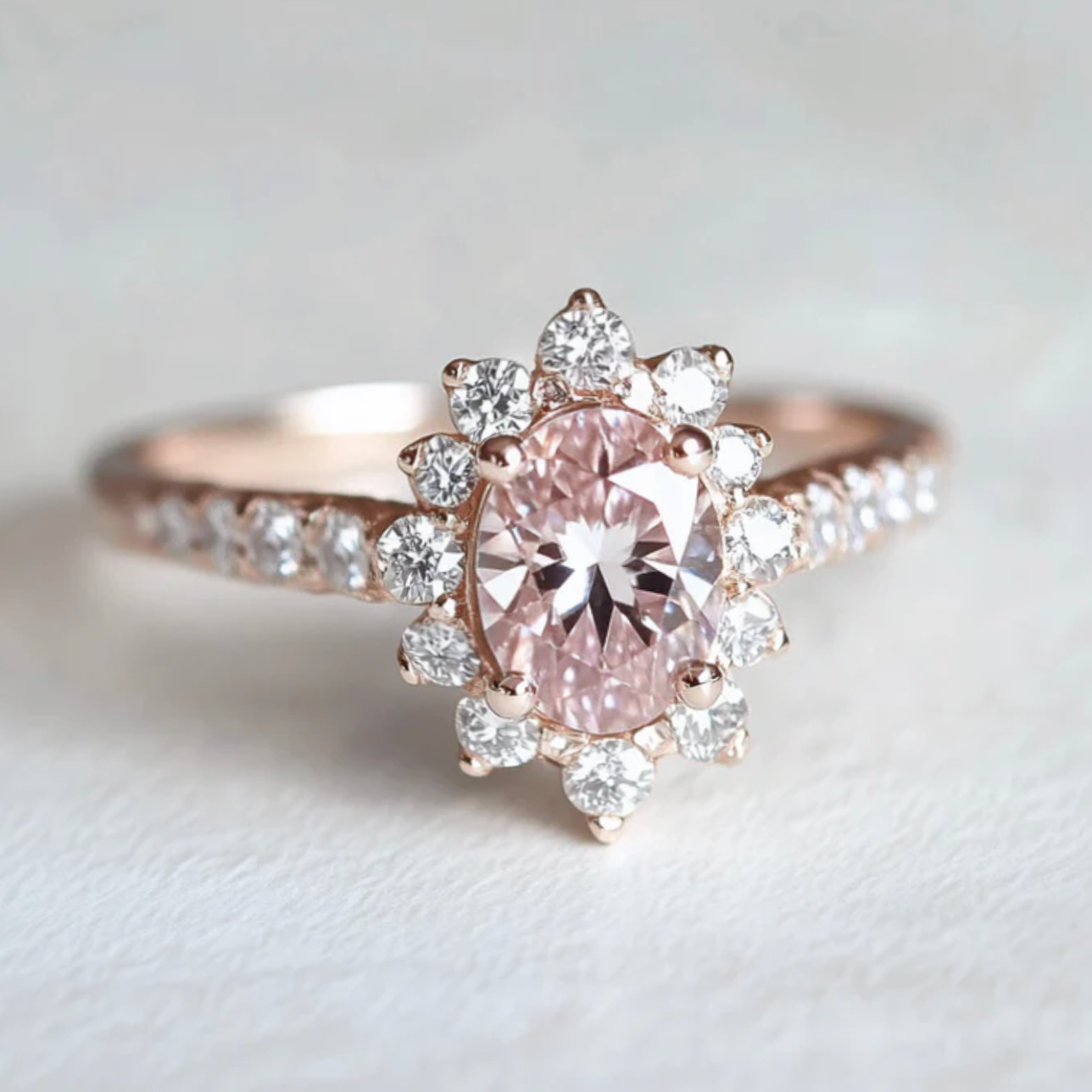 Rosy Blush Rose quartz Ring, 14k Gold Engagement Ring