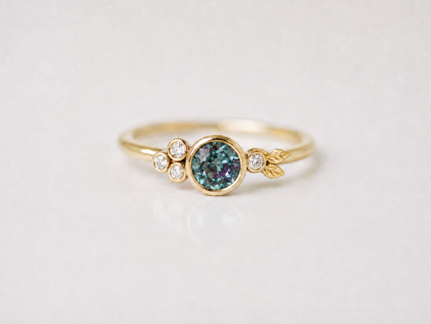 Simple Alexandrite Engagement ring, Dainty Alexandrite Ring