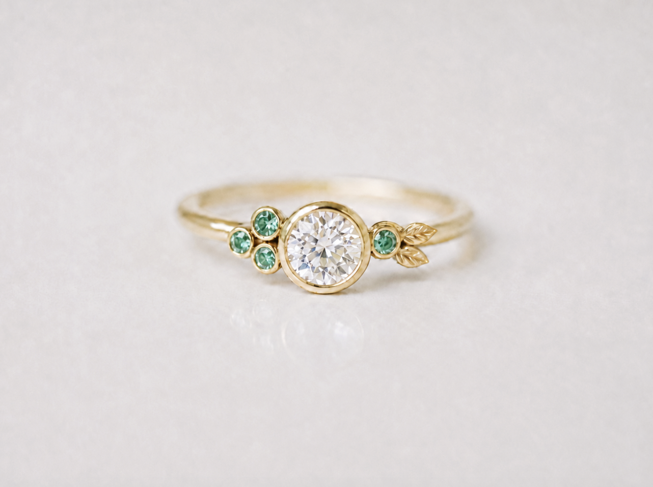 Dainty Lab Diamond Engagement Ring, Emerald Ring