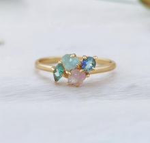 Load image into Gallery viewer, Cluster ring, Raw gemstone Engagement ring
