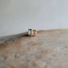 Load image into Gallery viewer, Green and Baby Pink Tourmaline Bar Studs, Single Stud
