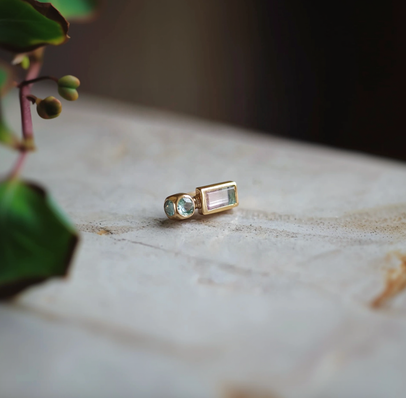 Wonderland Tourmaline Studs #2, Simple Tourmaline Earrings, Single Stud