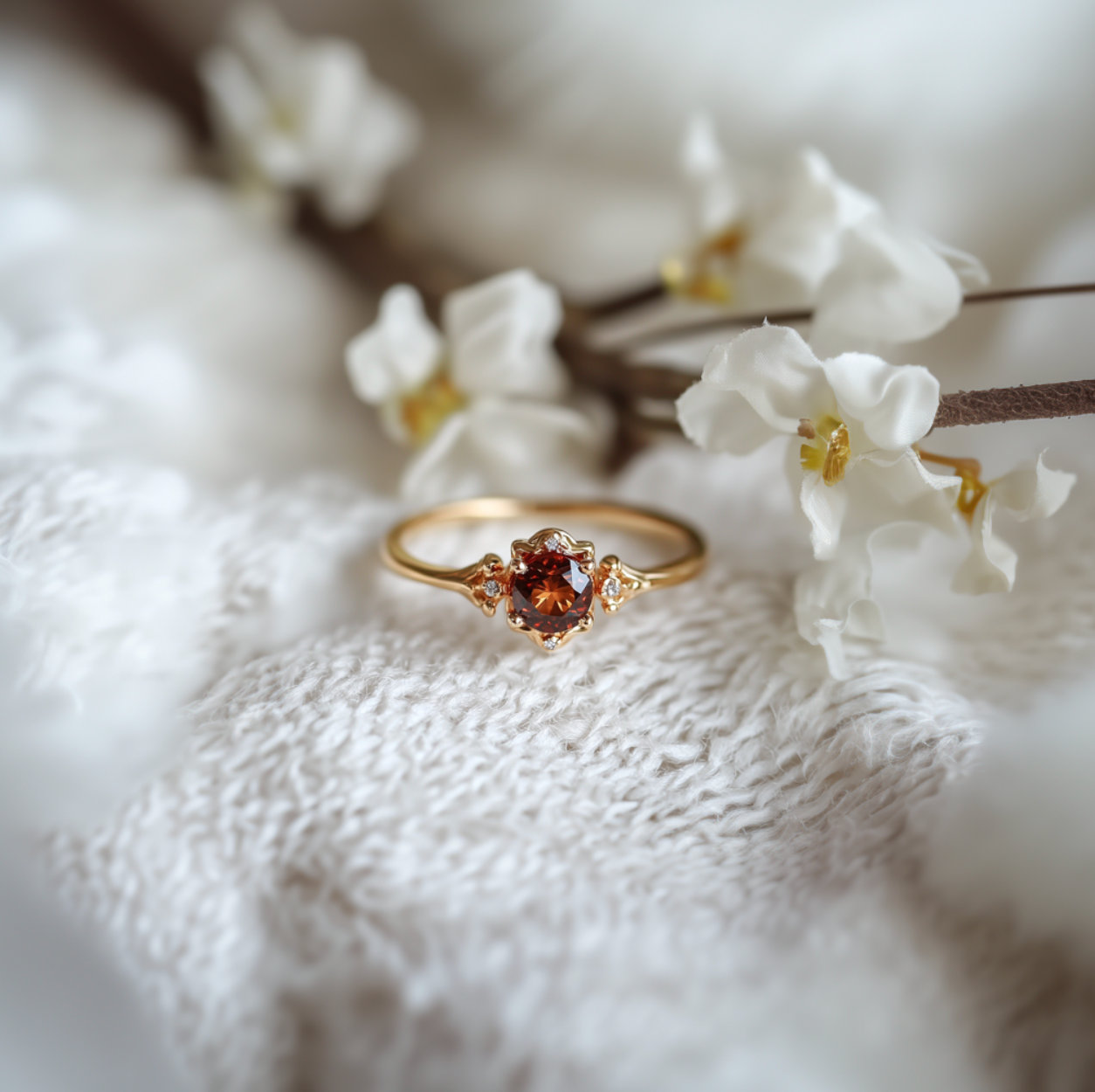 Heart of Fire Garnet Ring, Simple Garnet engagement ring, Garnet Jewelry
