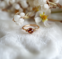 Load image into Gallery viewer, Crimson Flame Garnet Ring, Dainty Garnet engagement ring
