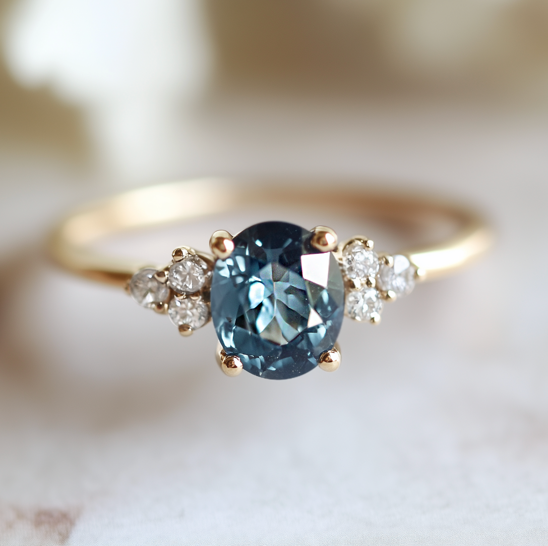 Blue Serenity Sapphire ring, Rare Blue Sapphire Engagement ring