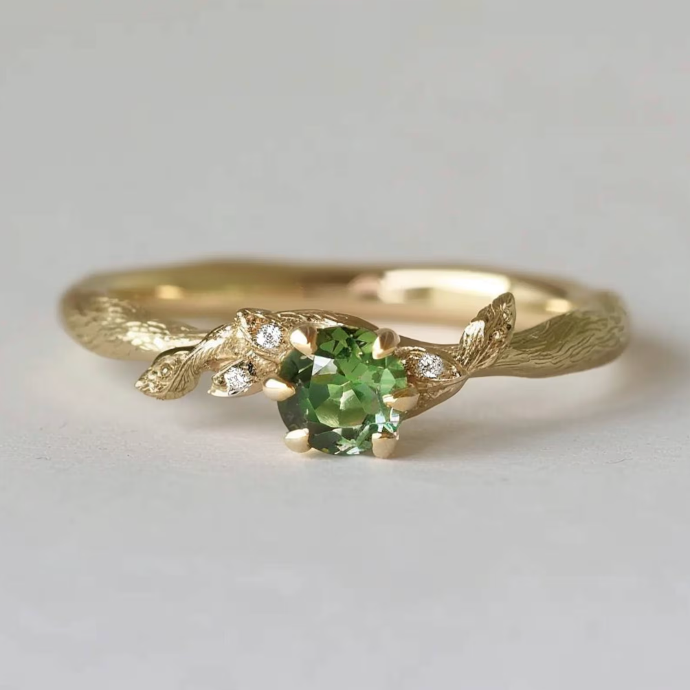 Green Fairy Sapphire ring, Rare Green Blue Sapphire Engagement ring