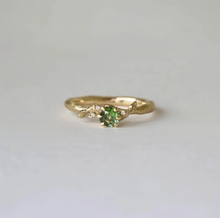 Load image into Gallery viewer, Green Fairy Sapphire ring, Rare Green Blue Sapphire Engagement ring
