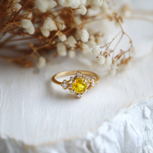 Load image into Gallery viewer, Golden Aura Yellow Sapphire Ring, Yellow Sapphire Engagement Ring
