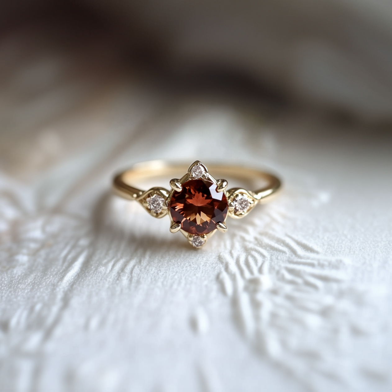 Crimson Ember Garnet Ring, Dainty Garnet engagement ring