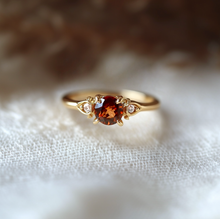 Load image into Gallery viewer, Burning Rose Garnet Ring, Dainty Garnet engagement ring
