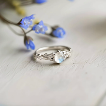 Load image into Gallery viewer, Forest&#39;s Wings, Raw Moonstone Solitary Engagement Ring
