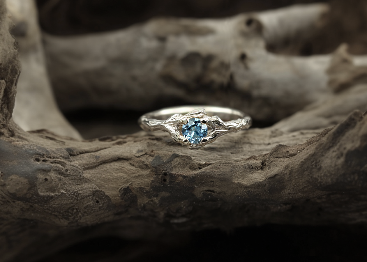Bluebird's Nest London Topaz Ring, Blue Topaz Engagement ring