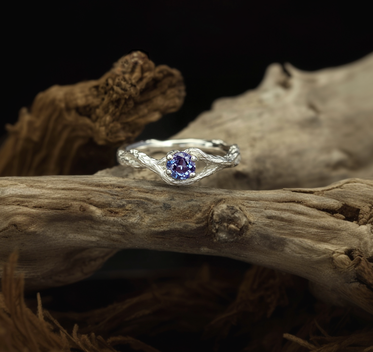 Alexandrite Twig Ring, Alexandrite Engagement ring