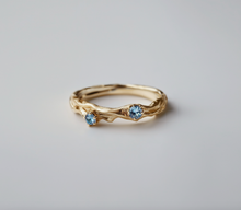 Load image into Gallery viewer, Shoreline Twig Aquamarine Ring, Gold Wedding Band, Aquamarine Engagement Ring
