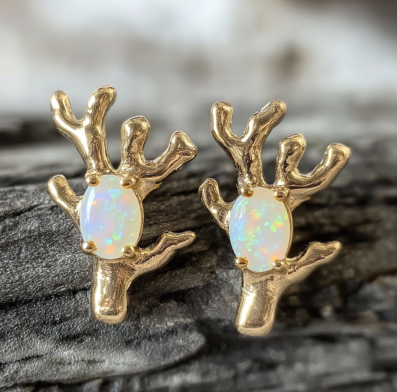 Dainty Raw Opal Studs