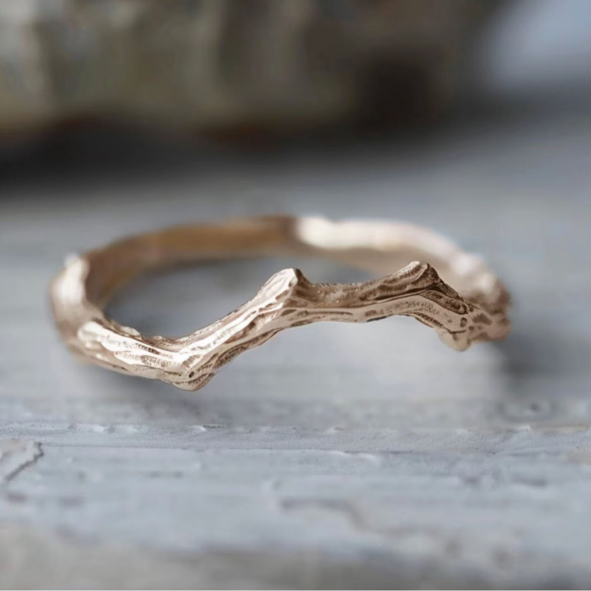 Linden Love Twig Wedding Ring, Wedding Matching Band