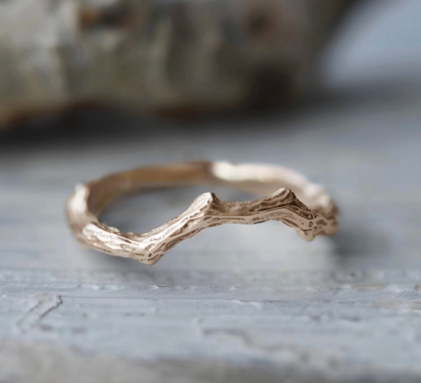 Linden Love Twig Wedding Ring, Wedding Matching Band