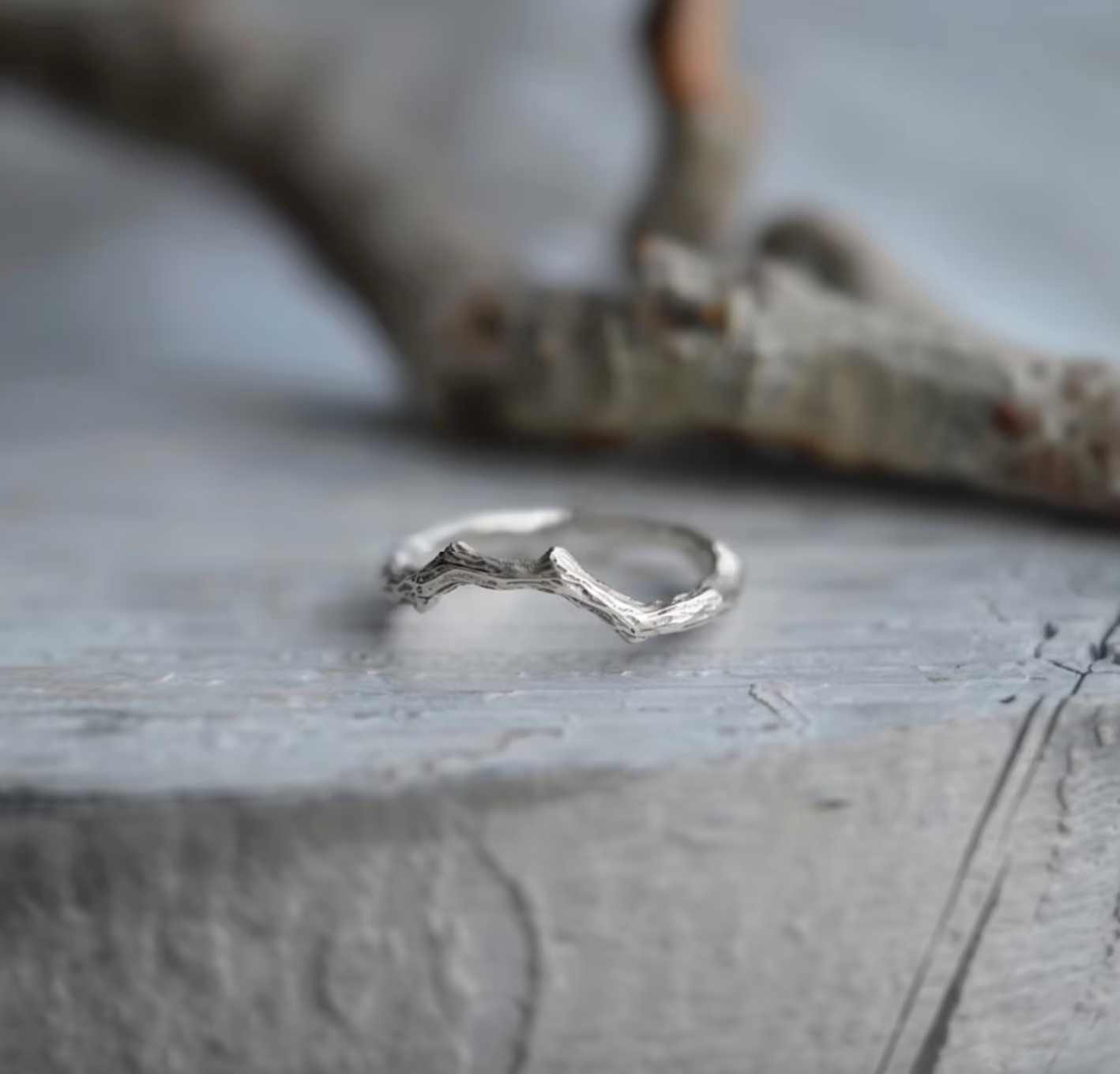 Linden Love Twig Wedding Ring, Wedding Matching Band
