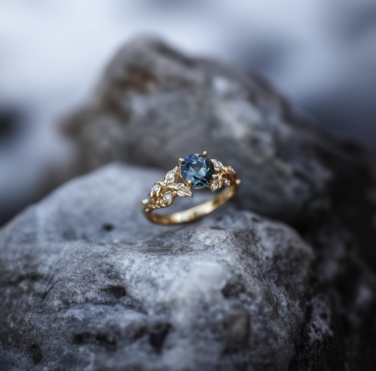 Hidden Valley Sapphire Engagement Ring, Rare Blue Sapphire Engagement Ring