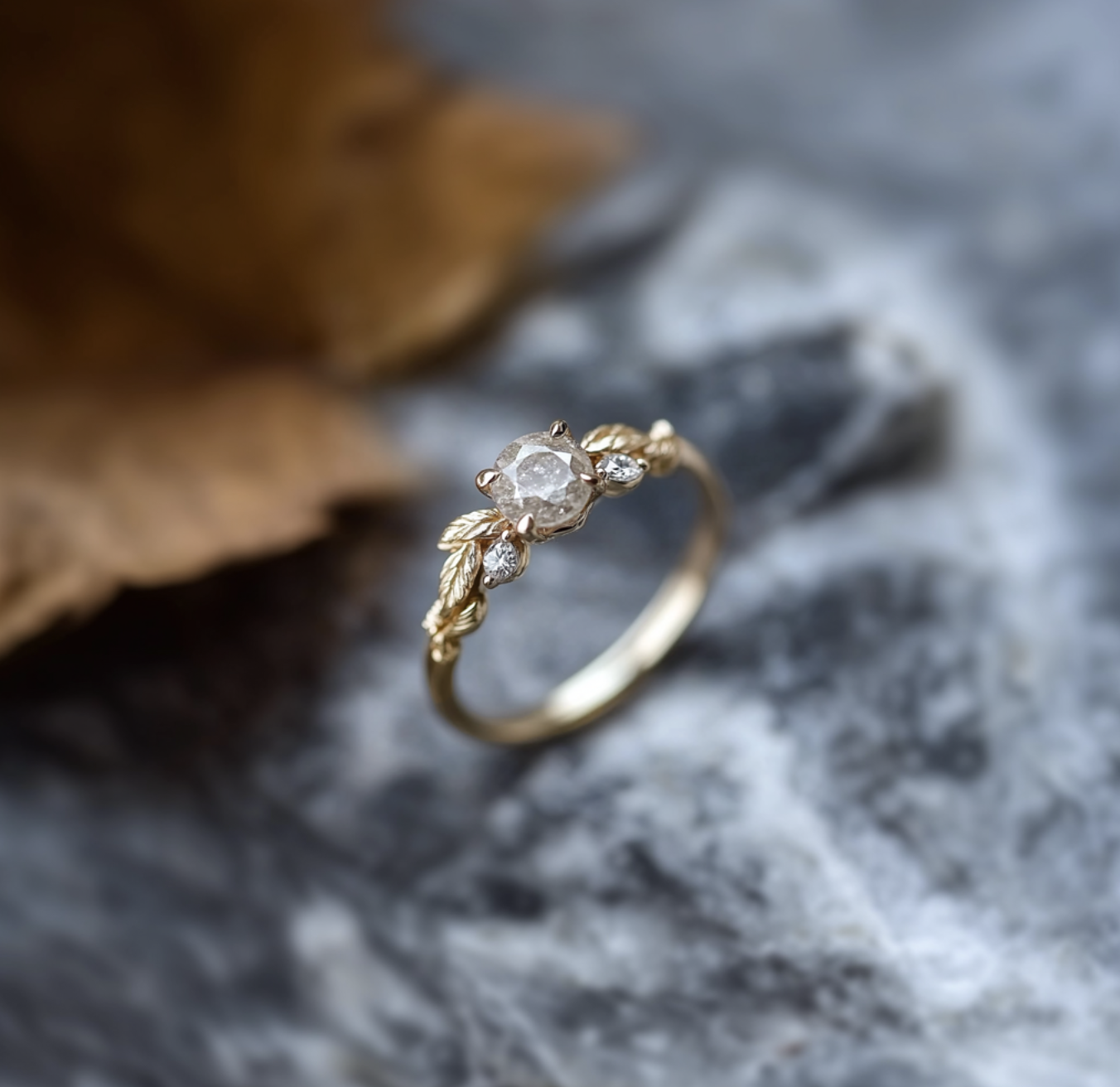 Salt and Pepper Diamond Ring, Diamond Engagement Ring