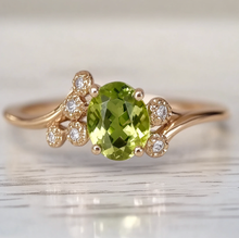 Load image into Gallery viewer, Peridot Engagement ring, Green Birthstone Engagement ring
