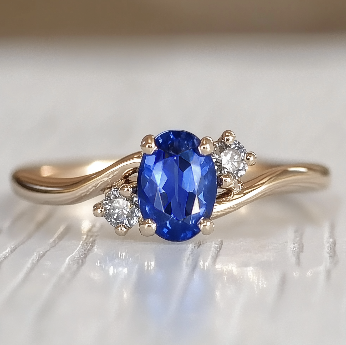 Simple Royal Blue Sapphire Engagement ring, classic Sapphire Engagement ring