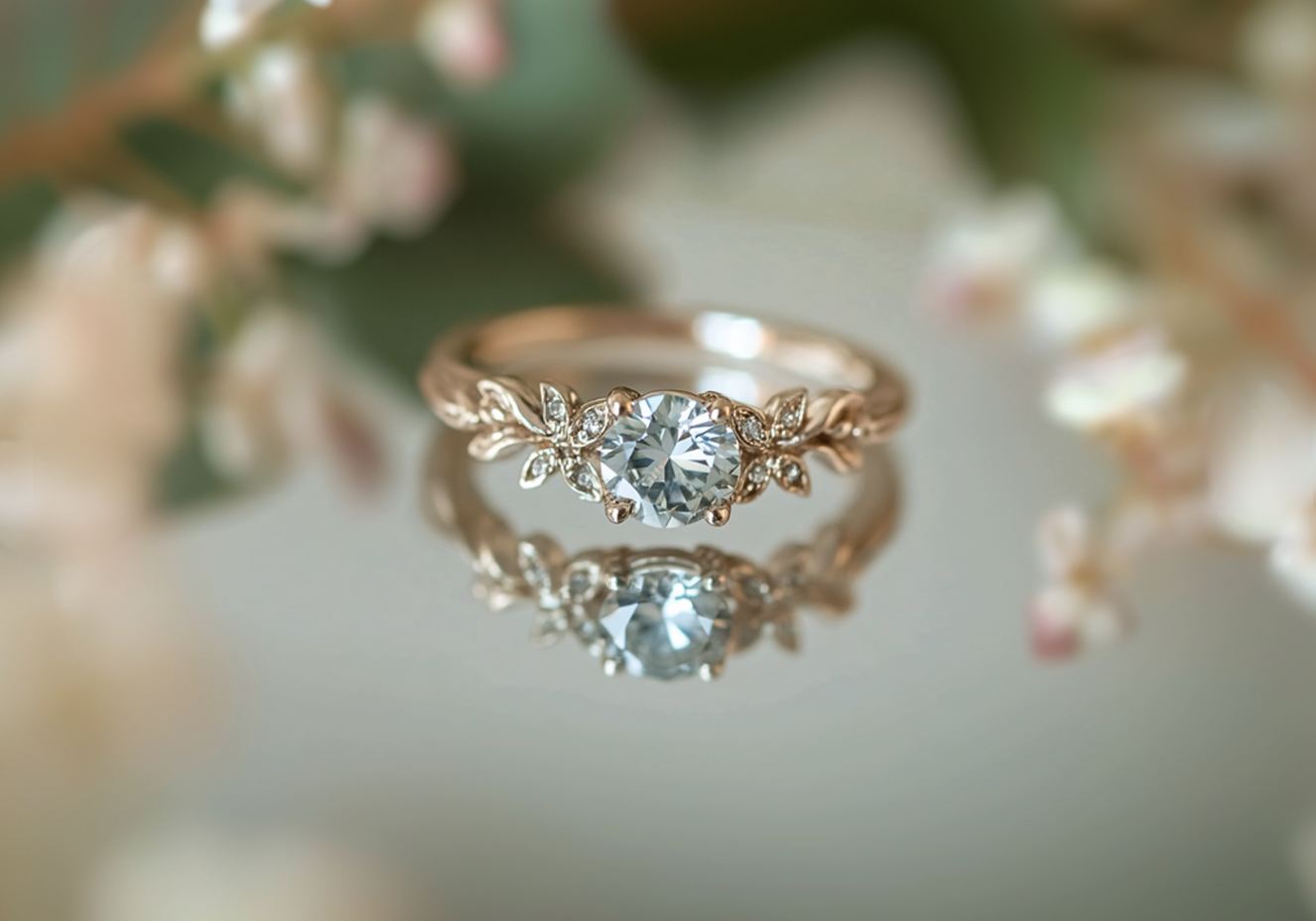 Blue Aquamarine Engagement Ring, Aquamarine Ring Gold