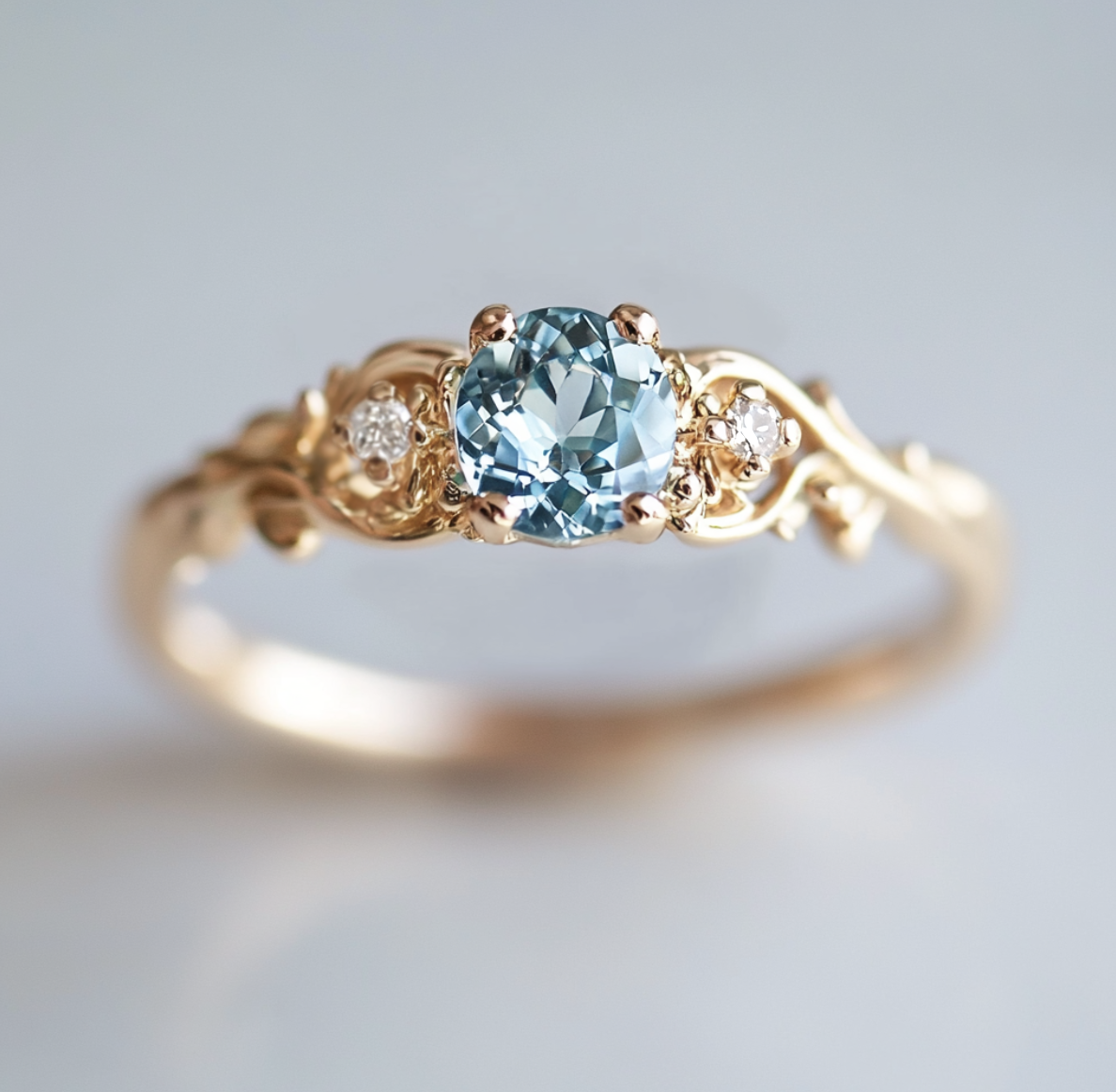 Classic Aquamarine Ring, Aquamarine Wedding Rings, Engagement ring