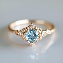 Load image into Gallery viewer, Neptune’s Grace Aquamarine Ring, Aquamarine Wedding Rings, Engagement ring
