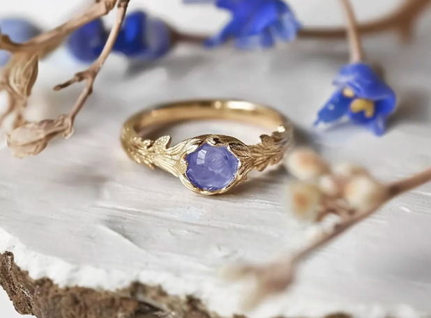 Twilight Bloom Tanzanite Engagement Ring, Tanzanite ring