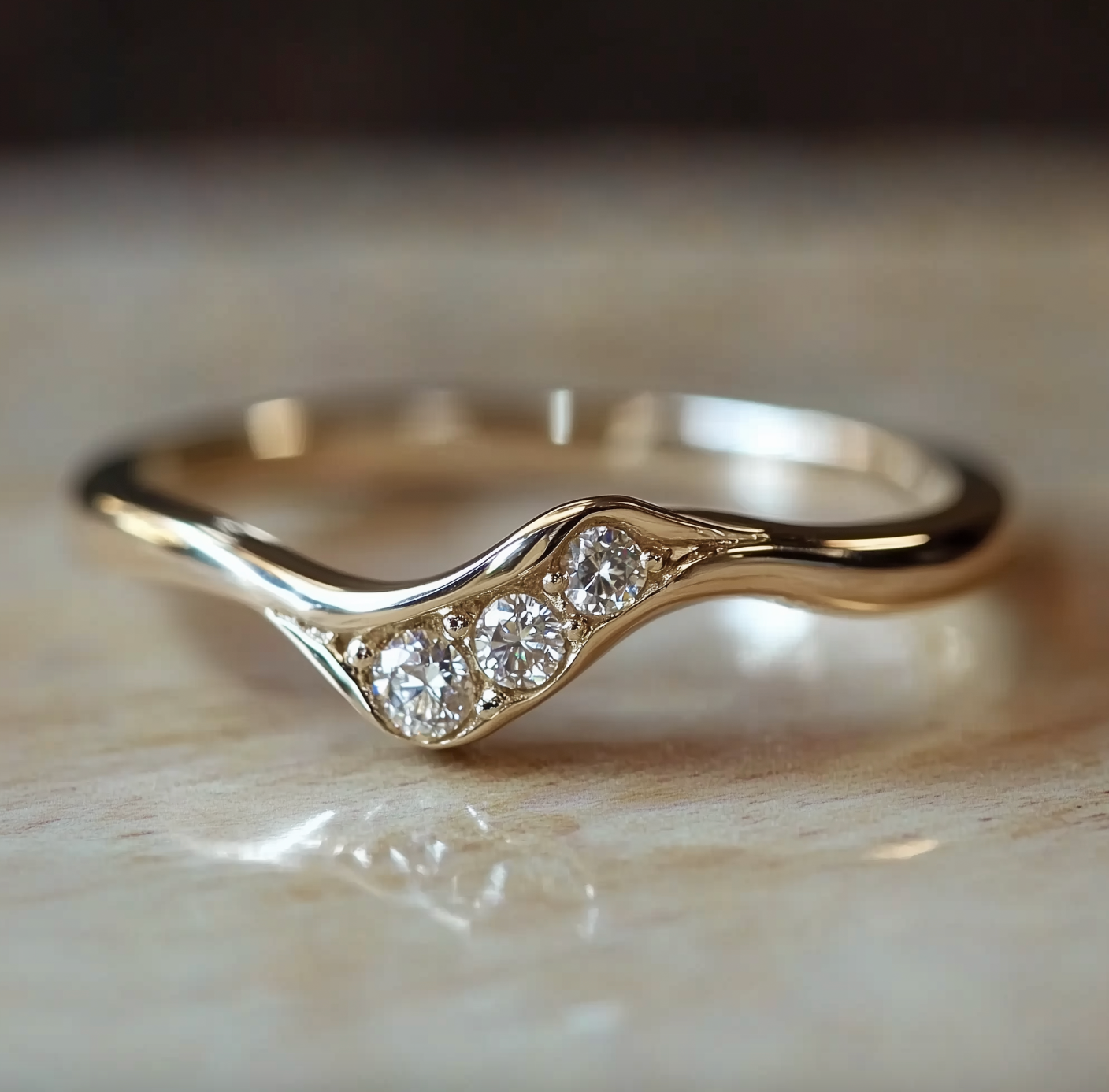 Garden Pea 14k Gold Diamond Engagement Ring, Solid Gold diamond ring for women