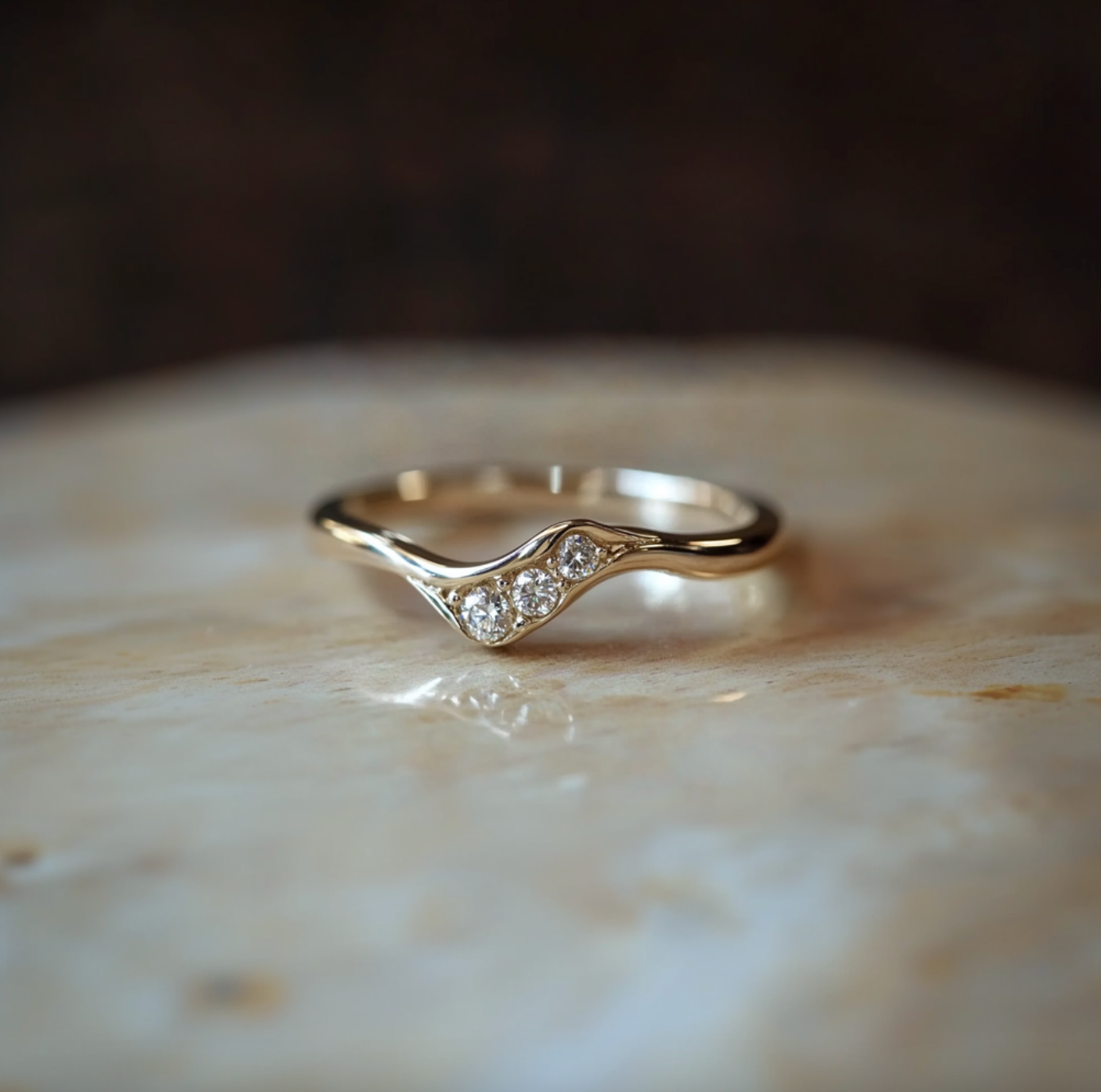 Garden Pea 14k Gold Diamond Engagement Ring, Solid Gold diamond ring for women