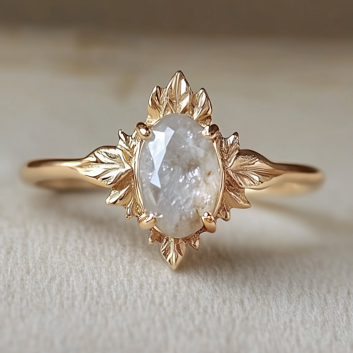 Rose Cut Raw Diamond Engagement Ring, Raw Diamond Ring
