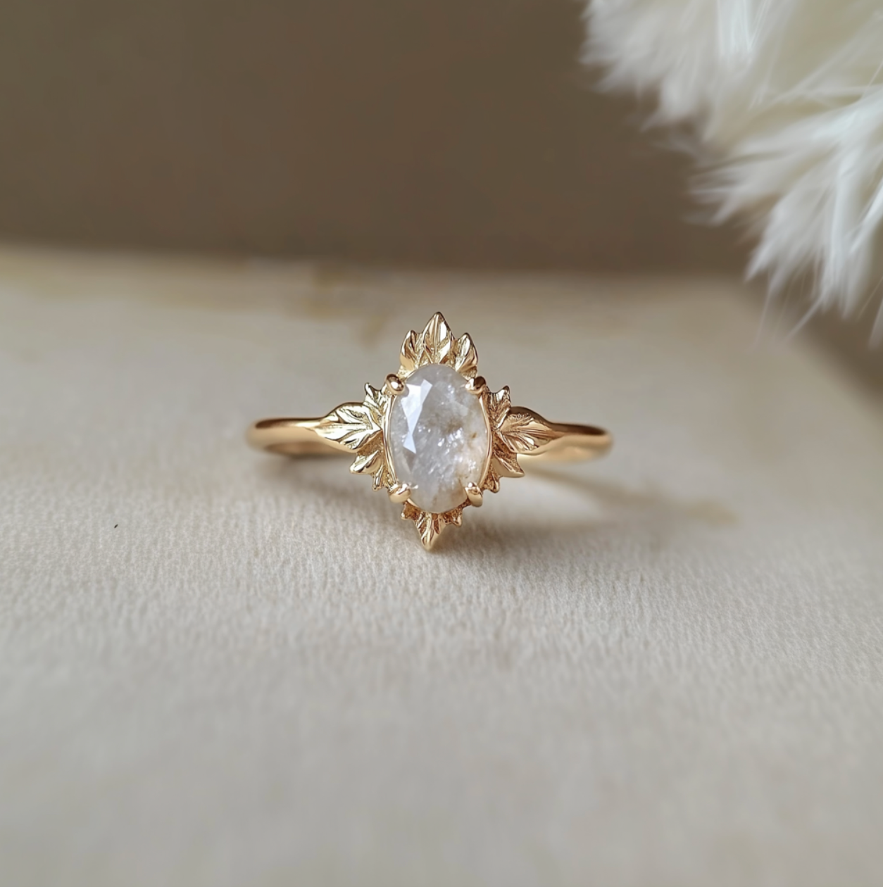 Rose Cut Raw Diamond Engagement Ring, Raw Diamond Ring