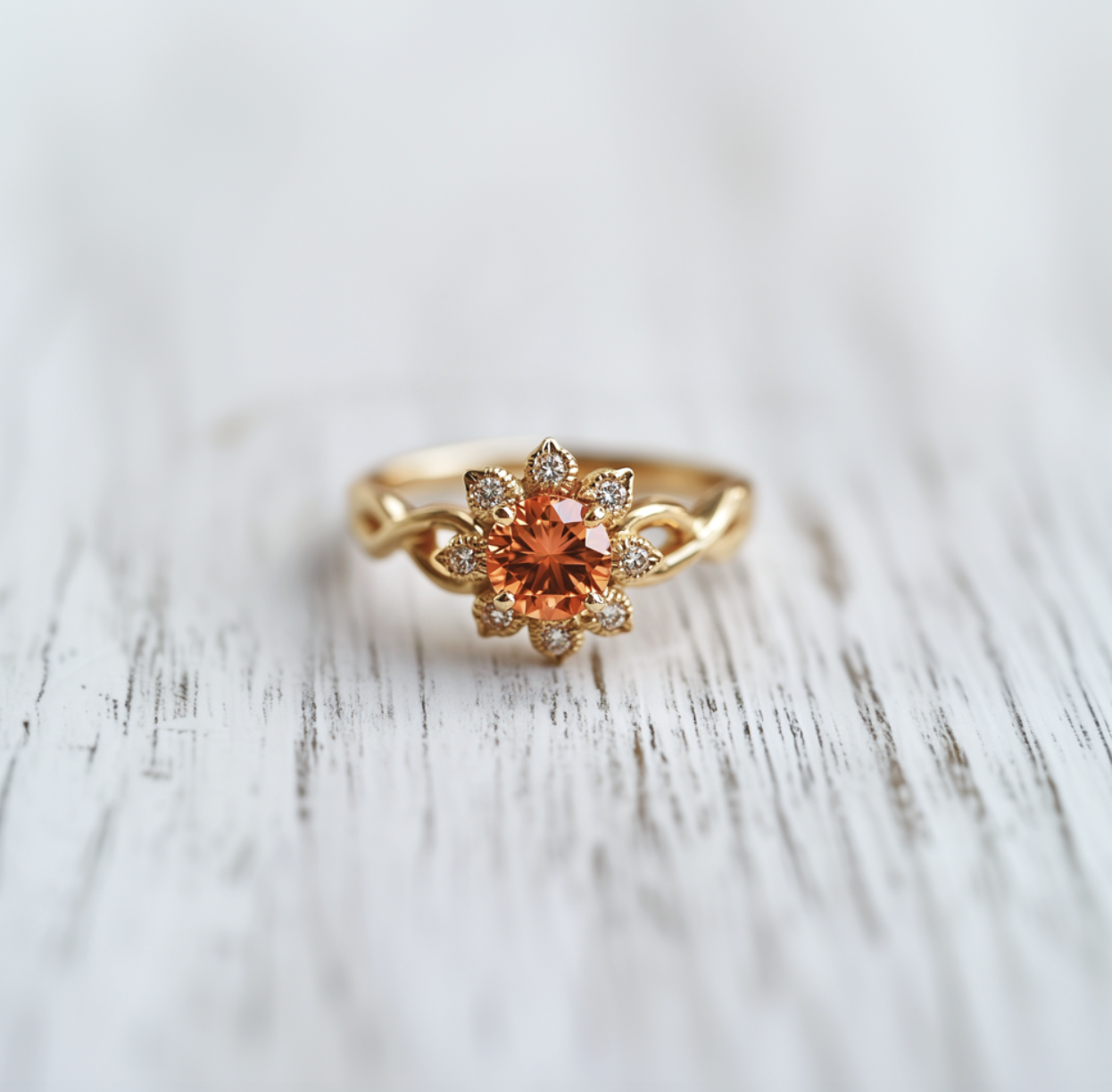 Eve's Garden Orange Garnet Engagement Ring, Garnet engagement ring