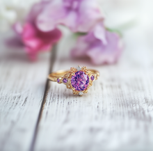 Load image into Gallery viewer, Garden Miss Amethyst Engagement Rings, 14k Gold Amethyst Engagement Ring
