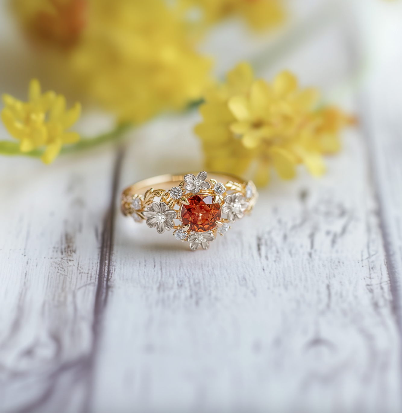 Eve's Garden Mandarine Garnet Engagement Ring, Fanta Engagement Ring