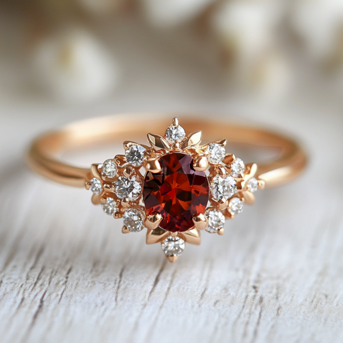 Red Velvet Garnet Engagement Ring, Red Garnet ring