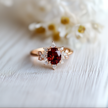 Load image into Gallery viewer, Midnight Rose Garnet Ring, Garnet engagement ring
