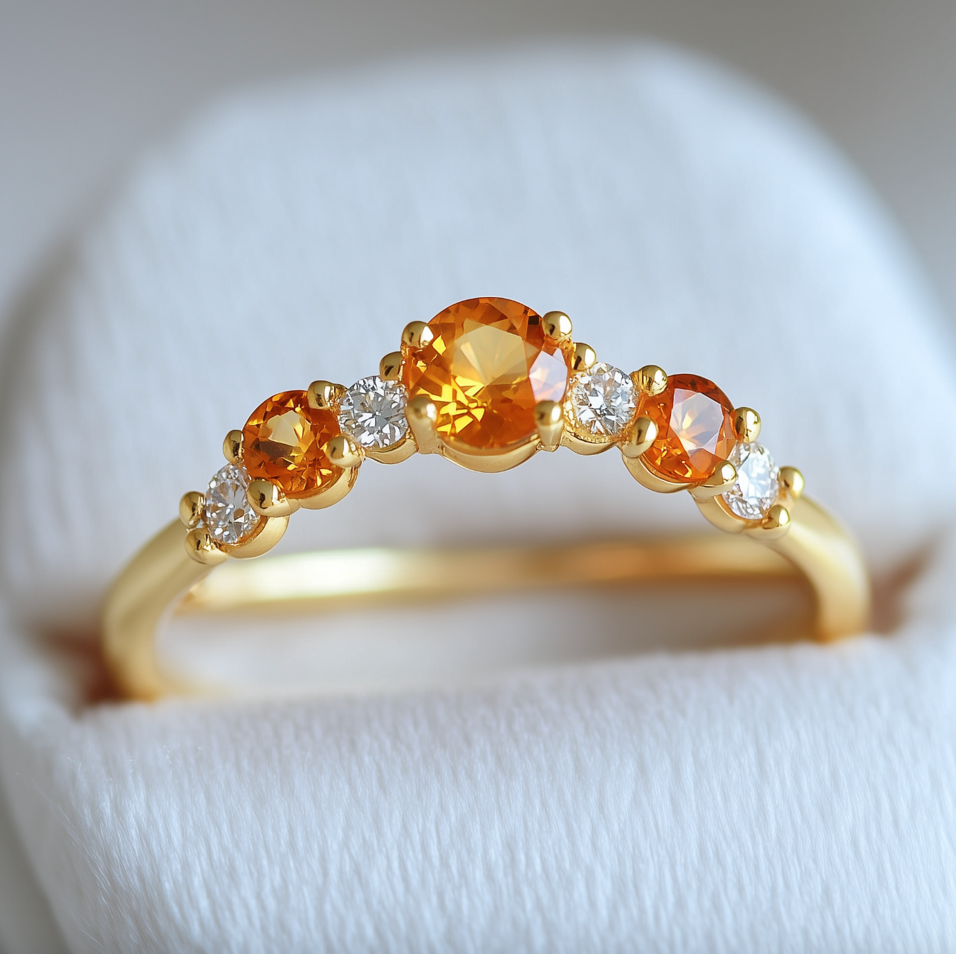 Arched Yellow Sapphire Wedding Ring, Sapphire Stacking Rings