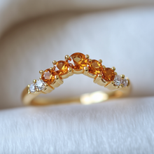 Load image into Gallery viewer, V shaped Yellow Sapphire Wedding Ring, Sapphire Stacking Rings
