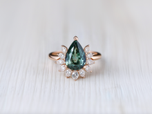 Load image into Gallery viewer, Regal Aura Teal Sapphire Engagement ring, Rare Blue Green Sapphire Engagement ring
